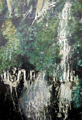oil painting leaves scraped off with words